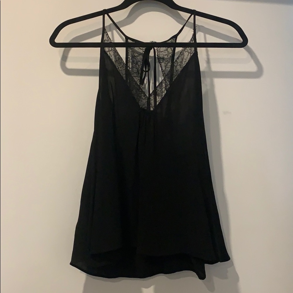 Black Tank - open back with lace